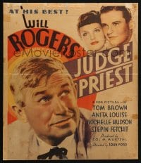 5h261 JUDGE PRIEST WC 1934 John Ford, Will Rogers at his best, from a story by Irvin S. Cobb!