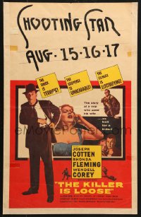 5h270 KILLER IS LOOSE WC 1956 Budd Boetticher, art of Joseph Cotten & Rhonda Fleming!
