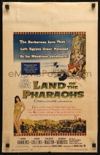 5h287 LAND OF THE PHARAOHS WC 1955 sexy Egyptian Joan Collins wearing bikini by pyramids, Hawks