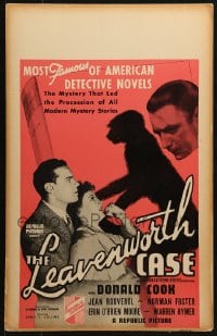 5h299 LEAVENWORTH CASE WC 1936 most famous American detective novel, cool monkey shadow image!