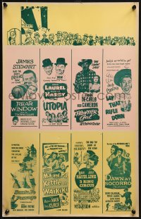 5h310 LOCAL THEATER WINDOW CARD WC 1950s Rear Widow, Laurel and Hardy, Ma and Pa Kettle!