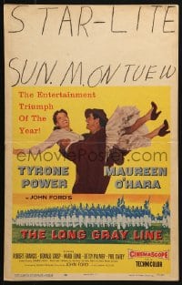 5h313 LONG GRAY LINE WC 1954 art of Tyrone Power carrying Maureen O'Hara, plus West Point cadets!