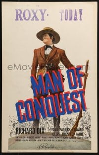 5h326 MAN OF CONQUEST WC 1939 great portrait of Richard Dix as Sam Houston with rifle, rare!