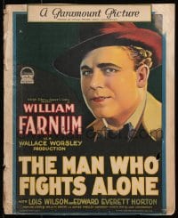 5h329 MAN WHO FIGHTS ALONE WC 1924 paralyzed engineer William Farnum is cured by a tragedy, rare!