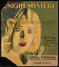 5h343 MIDNIGHT MYSTERY WC 1930 close up art of scared Betty Compson, thrill packed, ultra rare!