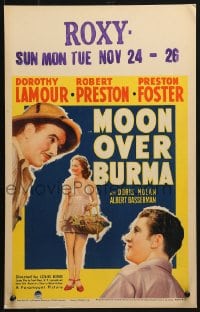 5h353 MOON OVER BURMA WC 1940 Dorothy Lamour, Robert Preston & Preston Foster in Asia!