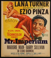 5h357 MR. IMPERIUM WC 1951 art of super sexy Lana Turner & singer Ezio Pinza!