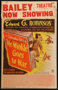 5h359 MR. WINKLE GOES TO WAR WC 1944 art of Edward G. Robinson jumping from Theodore Pratt novel!