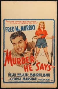 5h360 MURDER HE SAYS WC 1945 classic Fred MacMurray hillbilly killer-diller, Walker, great art!