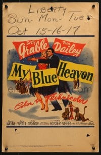 5h365 MY BLUE HEAVEN WC 1950 great art of sexy Betty Grable & Dan Dailey dancing, rare!