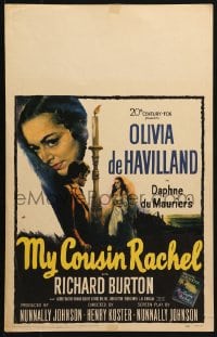 5h366 MY COUSIN RACHEL WC 1953 art of Olivia de Havilland & Richard Burton, Daphne du Maurier!