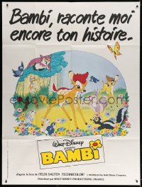 5j096 BAMBI French 1p R1980s Walt Disney cartoon deer classic, different art!