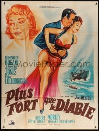 5j107 BEAT THE DEVIL French 1p R1950s art of Humphrey Bogart, Gina Lollobrigida & Jennifer Jones!