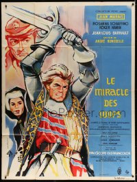 5j152 BLOOD ON HIS SWORD French 1p 1964 Tealdi art of Jean Marais with sword & Maria Schiaffino!