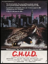 5j185 C.H.U.D. French 1p 1985 Cannibalistic Humanoid Underground Dwellers emerging from manhole!