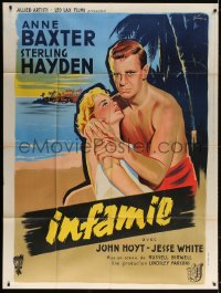 5j236 COME ON French 1p 1956 different Boris Grinsson art of sexy Anne Baxter & Sterling Hayden!