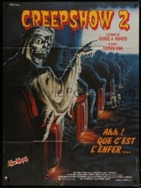 5j251 CREEPSHOW 2 French 1p 1987 Tom Savini, great Winters artwork of skeleton Creep in theater!