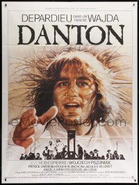 5j260 DANTON French 1p 1982 Andrzej Wajda, cool art of Gerard Depardieu by Michel Landi!