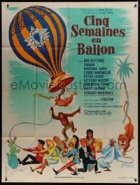 5j334 FIVE WEEKS IN A BALLOON French 1p 1963 Jules Verne, different art by Boris Grinsson!