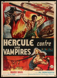 5j434 HERCULES IN THE HAUNTED WORLD French 1p 1962 Mario Bava, different art of strongman Reg Park!