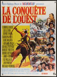 5j454 HOW THE WEST WAS WON Cinerama French 1p R1970s John Ford, montage art of all-star cast!