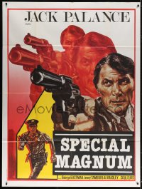 5j518 KNELL, THE BLOODY AVENGER French 1p R1980s art of Jack Palance pointing gun, Special Magnum!