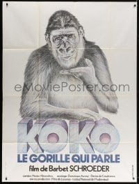 5j519 KOKO A TALKING GORILLA French 1p 1978 Barbet Schroeder, cool art of ape by Lynch Guillotin!