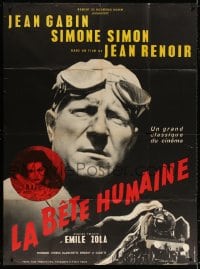 5j524 LA BETE HUMAINE French 1p R1950s Jean Renoir, Jean Gabin, sexy Simone Simon + cool train!