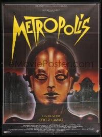 5j613 METROPOLIS French 1p R1984 Fritz Lang classic, Phillippe art of robot Brigitte Helm!