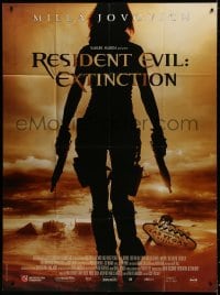 5j749 RESIDENT EVIL: EXTINCTION French 1p 2007 silhouette of zombie killer Milla Jovovich!