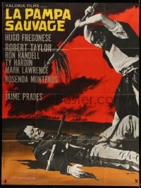 5j784 SAVAGE PAMPAS French 1p 1967 Robert Taylor as cowboy in South America, Guy Gerard Noel art!