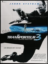 5j914 TRANSPORTER 3 French 1p 2008 cool image of Jason Statham with two pistols in mid-air!