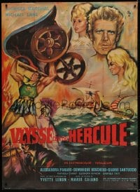 5j924 ULYSSES AGAINST HERCULES French 1p 1961 cool Okley art of top stars + longships in ocean!