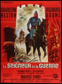 5j947 WAR LORD French 1p 1966 different art of Charlton Heston on horseback by Guy Gerard Noel!