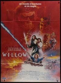 5j962 WILLOW French 1p 1988 George Lucas & Ron Howard, art of Kilmer & cast by Brian Bysouth!