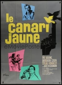 5j983 YELLOW CANARY French 1p 1963 Barbara Eden, Pat Boone, different art by Boris Grinsson!