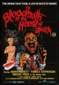 5k297 BLOODBATH AT THE HOUSE OF DEATH Aust 1sh 1984 Vincent Price, wacky sexy horror art!