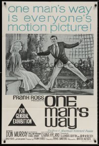5k313 ONE MAN'S WAY Aust 1sh 1964 Don Murray stars in bio of positive thinker Norman Vincent Peale!