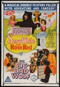 5k318 SNOW WHITE & ROSE RED/BIG BAD WOLF Aust 1sh 1966 magical double-feature, adventure & fantasy!