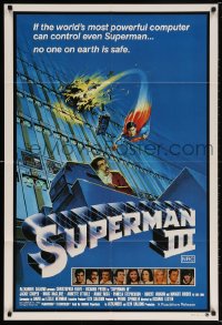 5k320 SUPERMAN III Aust 1sh 1983 art of Christopher Reeve flying toward Richard Pryor by L. Salk!