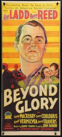 5k398 BEYOND GLORY Aust daybill 1948 Richardson Studio art of cadet Alan Ladd & Donna Reed!