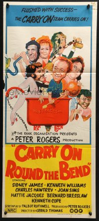 5k447 CARRY ON ROUND THE BEND Aust daybill 1971 Sidney James, Kenneth Williams, regular ratings!