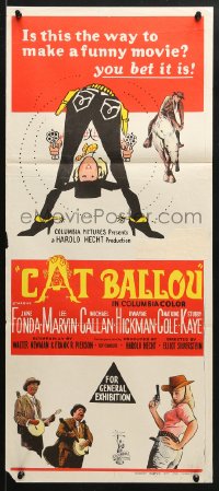5k449 CAT BALLOU Aust daybill 1965 classic sexy cowgirl Jane Fonda, Lee Marvin, great artwork!