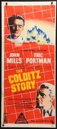 5k469 COLDITZ STORY Aust daybill 1956 John Mills, Eric Portman, escape from an 'escape-proof' prison!