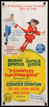 5k480 COUNTESS FROM HONG KONG Aust daybill 1967 Marlon Brando, Sophia Loren, directed by Chaplin!