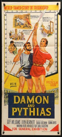 5k489 DAMON & PYTHIAS Aust daybill 1962 Il Tiranno di Siracusa, story of friendship and fury!