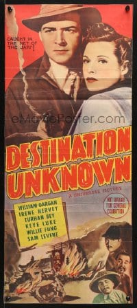 5k502 DESTINATION UNKNOWN Aust daybill 1942 William Gargan, Irene Hervey over incredible WWII battle!