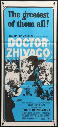 5k509 DOCTOR ZHIVAGO Aust daybill R1970s Omar Sharif, Julie Christie, David Lean, great montage!