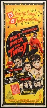 5k512 DON'T KNOCK THE TWIST Aust daybill 1962 full-length image of dancing Chubby Checker, rock & roll!