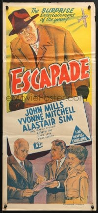 5k530 ESCAPADE Aust daybill 1957 John Mills, Yvonne Mitchell, Alastair Sim, English comedy!